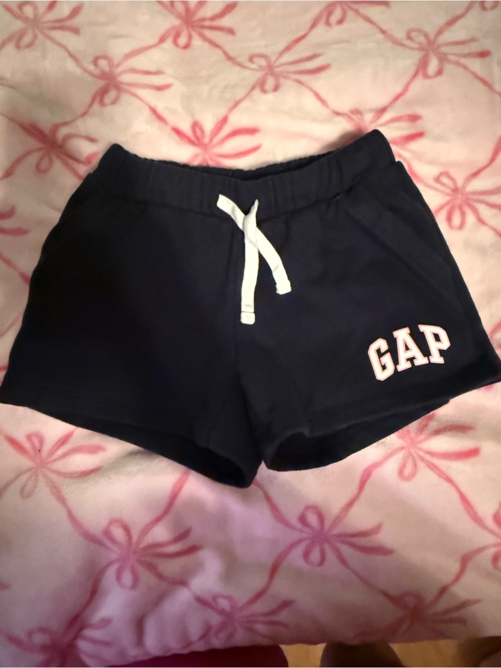 GAP Navy Athletic Drawstring Shorts with White Logo